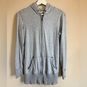 Y2K old navy gray tunic long Zip-Up Hoodie studded small soft